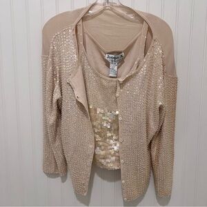 Joseph A Women's Sequin Sweater Set - Cream Y2K